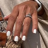 White Press on Nails Short Square Fake Nails Matte Solid Color Stick on Nails Cute Acrylic Nails Extra Short Press on Nails Full Cover Glue on Nails White Artificial Nails for Women Manicure Art