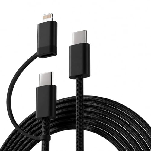 Image of AILKIN 60W 2-in-1 USB C to Lightning & Type C Charging Cable, MFi Certified Fast PD Charger Cord for iPhone 16 /16e /16 Plus /16 Pro Max, 15 /14 /13 /12 /11 Series, iPad, AirPods, USB-C Devices