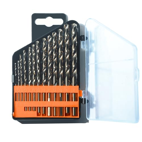 RCINDUS 13PCS Cobalt Drill Bit Set 1/16"-1/4", HSS M35 Metal Drill Bits for Steel, Stainless Steel, Cast Iron, Hard Plastic and Wood