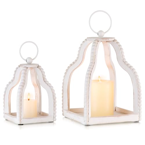 Wood-Lanterns-Decorative-Indoor-Farmhouse-Hanging-Candle-Holder-Set-of-2-Brown-Table-Centerpiece-Fireplace-Mantle-Shelf-Rustic-Home-Decor-Fall-Decoration Wood Lanterns Decorative Indoor Farmhouse Hanging Candle Holder Set of 2 Brown Table Centerpiece Fireplace Mantle Shelf Rustic Home Decor Fall Decoration