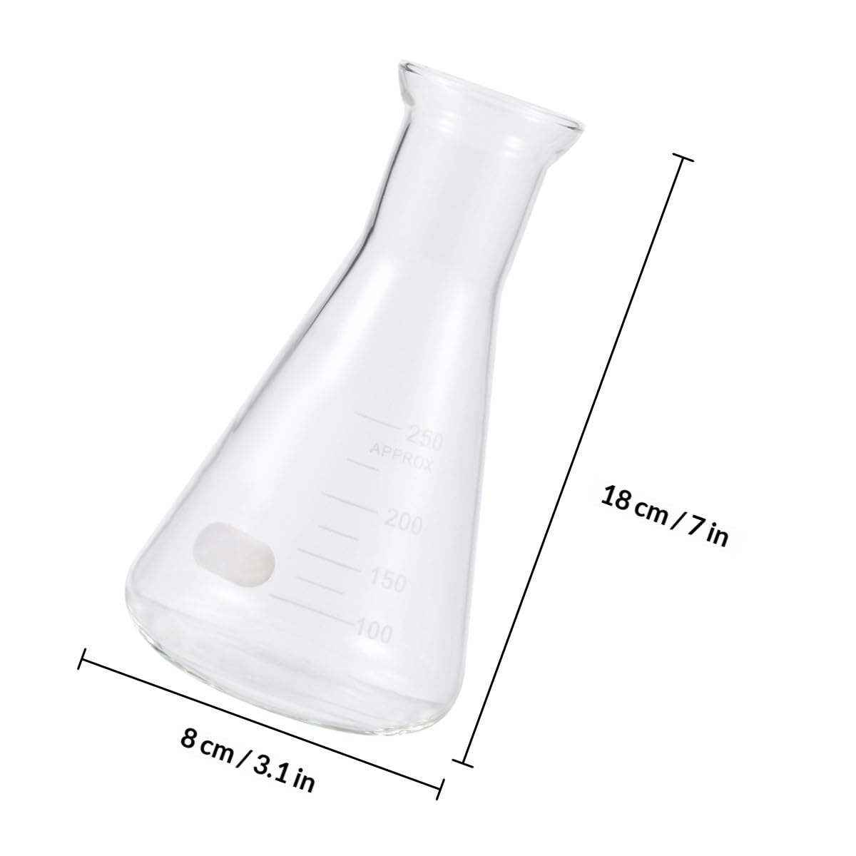 POPETPOP 1 Pc Juego De Matraces De Erlenmeyer Matraz De Medir Matraz De Vidrio Para Estudiantes Matraz De Vidrio Para Laboratorio Tapa De Hidrofrasco De Boca Ancha Dosis De Triángulo