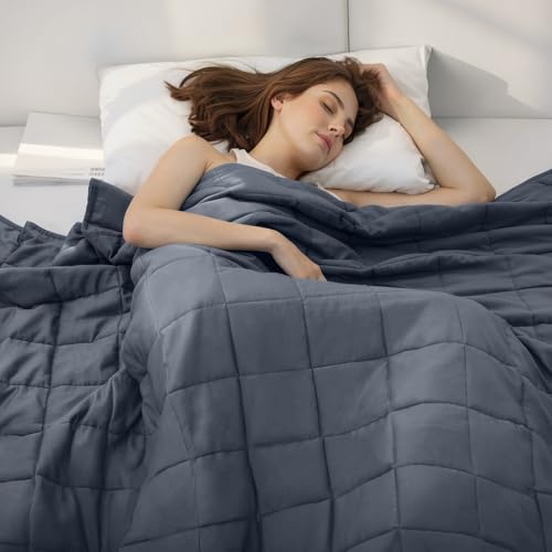 Weighted Idea Weighted Blanket for Adults (Dark Grey,48"x72",15lbs) Cooling Breathable Heavy Blanket with Premium Glass Beads All-Season Soft Thick Blanket