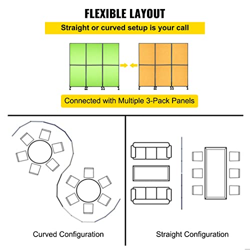 Vevor Room Divider, 5.5 Ft Room Dividers And Folding Privacy Screens, Partition Room Dividers 3 Panels, Portable Office Walls Dividers, Acoustic Room Divider (Tea Green) For Office, Library, School #TOP4