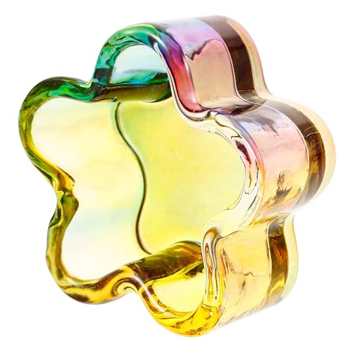 OSOLADY Crystal Nail Art Cup without Lid Glass Manicure Nail Dish for Professional Salon and Home Use Flower Pattern Liuli Color