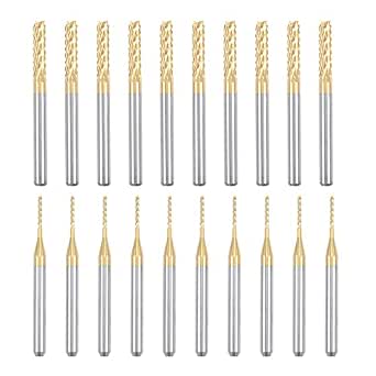 QUARKZMAN - 20 Fraises Carbure Pour CNC/PCB | Diamètres 0,6 Mm Et 1 Mm, Tige 1/8" (3,175 Mm) | Pour Gravure Sur Circuit, Métal, Bois, Plastique, Fibre De Verre