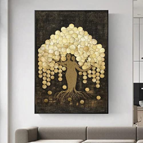Toile peintures abstraite feuille d'or argent déco murale 60x90 - 4