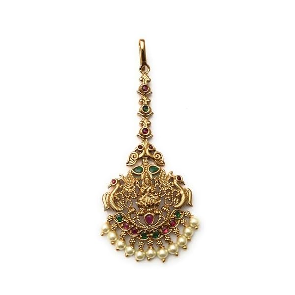 Sasitrends Maang Teeka Traditional Gold Plated Temple Maan Tikka for Women and Girls