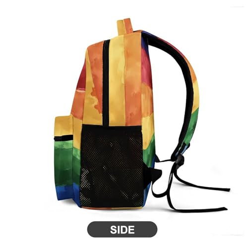 Watercolor LGBT Rainbow Flag Travel Backpack Casual Daypack Shoulder Bag with Adjustable Shoulder Straps4