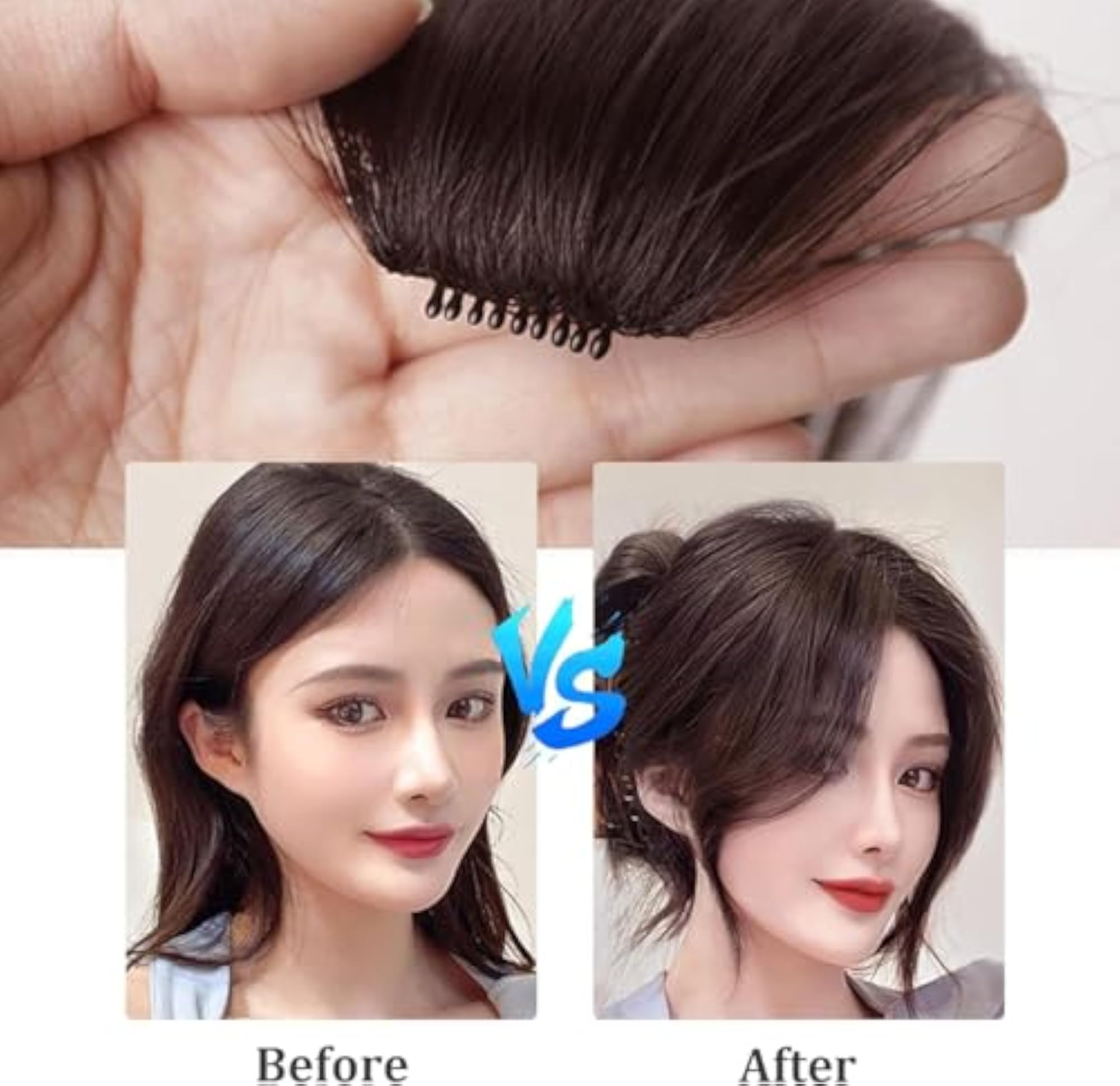 Synthetic Clip-in Bangs Extension for Women, Pack of 2