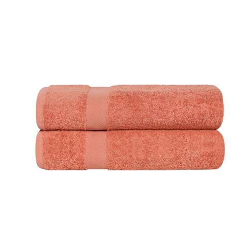 SUPERIOR 2-Piece Cotton Bath Sheet Set, Large Towels for Body, Quick Dry, Bathroom Essentials, Guest/Master Bath, Shower, Home Accessories, Apartment, Airbnb, Franklin Collection, Coral