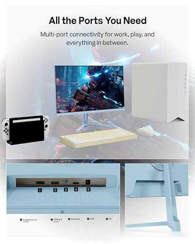 Image of Pixio Two PX249 Wave Blue 24 inch 240Hz Refresh Rate FHD 1080p Resolution IPS Panel 4ms GTG Response Time Gaming Monitor and PS1D Wave Blue Dual Monitor Arm