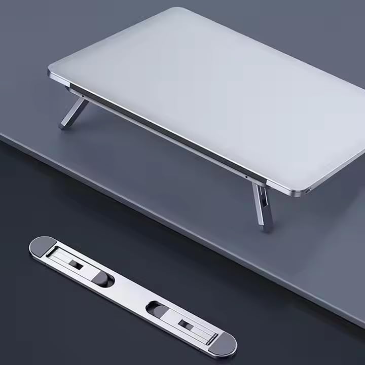 Image of SOOPII Mini Laptop Stand with Aluminum Body Adjustable Height, Lightweight & Foldable, Non-Skid Silicone Feet, Compatible with 11 to 17 Inch Laptops, Portable Ergonomic Stand for Desk, Table & Travel