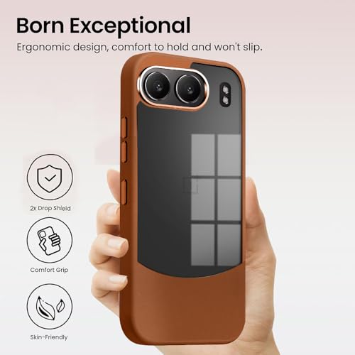 Image of KARWAN️Fusion Edge Leather Transparent Mobile Back Case | Slim Fit | Anti-Fingerprint| Scratch-Resistant | Premium Grip | Shockproof case | Back Cover for Oneplus Nord 4 || Brown