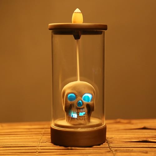 Brûleur d'encens à refoulement avec cascade LED et abat-jour coupe-vent - 6