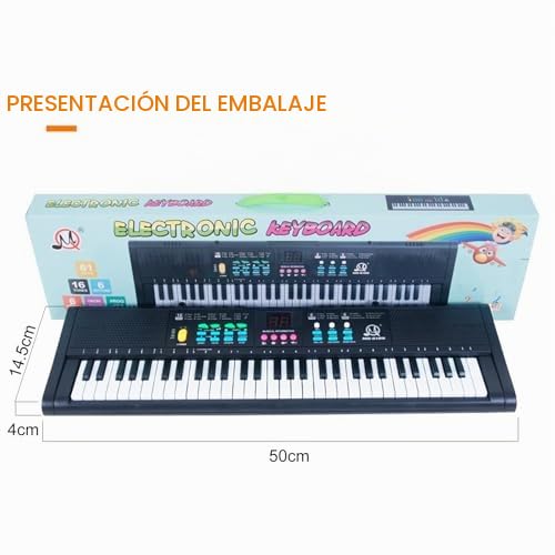 61 Teclas Teclado Piano Teclado Electrónico Portátil Instrumento Musical para Principiantes Niños Negro 50 * 14.7 * 4cm
