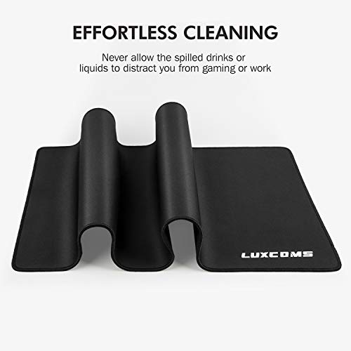 Luxcoms Extended Gaming Mouse Pad (31.5×15.75×0.12 Inch) Computer Keyboard Mousepad Mouse Mat, Water-Resistant, Non-Slip Base, Durable Stitched Edges,Mouse Mat For Gamer, Office & Home, Black (Lst080) #TOP2