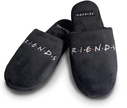 Image of Groovy Uk Friends Logo Black Women's Mule Slippers, 5/7 UK, Black/White