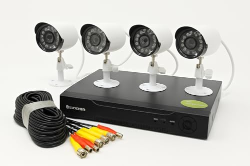 Mf Artshop Kit Videosorveglianza Ahd 1080P, Dvr 4 Canali Con 4 Telecamere Hd Infrarossi, Sistema Sicurezza Casa Esterno Interno, Visione Remota Cloud Ip, Registratore Cctv