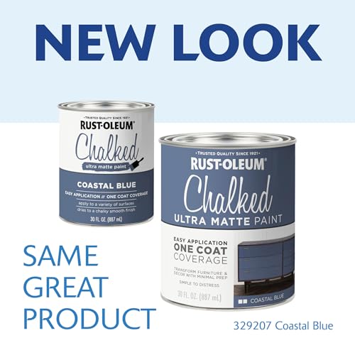 Image of Rust-Oleum Coastal Blue Chalked All-in-One Ultra Matte Paint | One Coat Coverage | No Primer, Sanding, Or Topcoat Needed | Easy Clean Up | Made in USA | 30 OZ