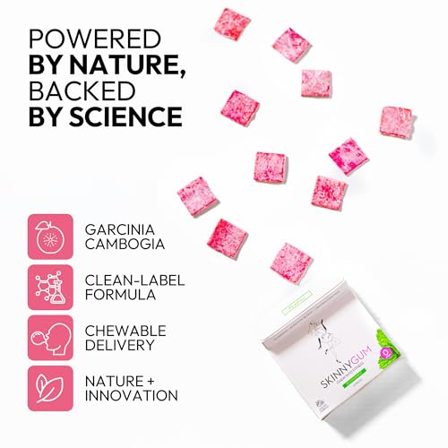 Skinny Gum Sugar-Free Chewing Gum with Natural Mint Flavor-Garcinia Cambodia-Plastic-Free, Zero Calorie, Plant-Based