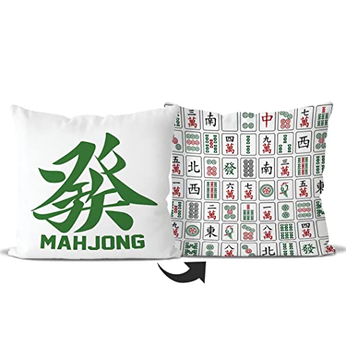 Mahjong Character and Tiles Reversible Cushion Cover "18 x"18