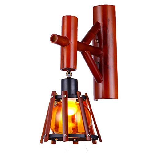 Luminaires intérieur Lèche-Murs Applique Japonaise Allées Éclairage de Couloir d'escalier Applique Murale de Bar Applique café Applique Vintage en Bambou (Color : Red, Size : 14cm*38cm) Cover