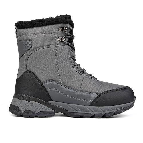 SHULOOK Winterstiefel Herren Wasserdicht Warm Gefüttert Winterschuhe Herren Schneestiefelrutschfeste Hohe Wanderschuhe Outdoor Schuhe Winter für Wandern Arbeiten Camping (Grau EU 43)