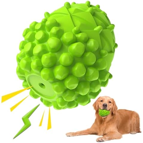 AikoPets Dog Chew Toys, Rubber Dog Squeaky Chew Toys,Reduces Plaque & Tartar Teeth Cleaning Chew Toys, Tough Tear-Resistant Pinecone Shape Dog Toys for Large Dog Cover