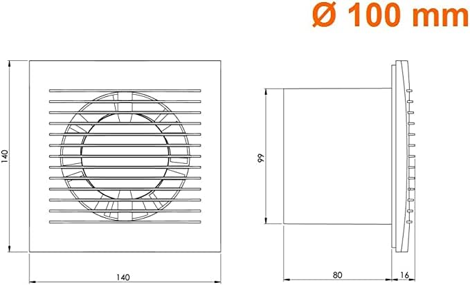 Brightex, Extractor fan With Timer 100mm 4 inch 14W Energy Saving Shower Toilt Wall Fan fan for Bathroom Kitchen - Image 3