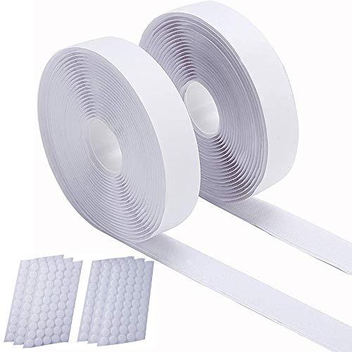 Viccess Selbstklebendes Klettband,15 m Selbstklebendes Klebeband mit Super Klebrigem Kleber 20 mm Breit und 200 Paar 1 cm Klettverschluss Selbstklebend Punkte Cover