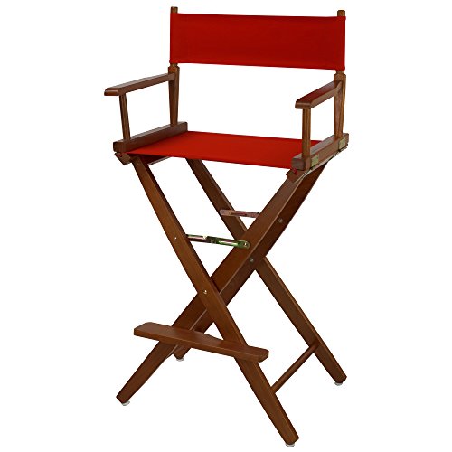 American Trails Extra-Wide Premium 30" Director's Chair Mission Oak Frame With Red Canvas, Bar Height #TOP7