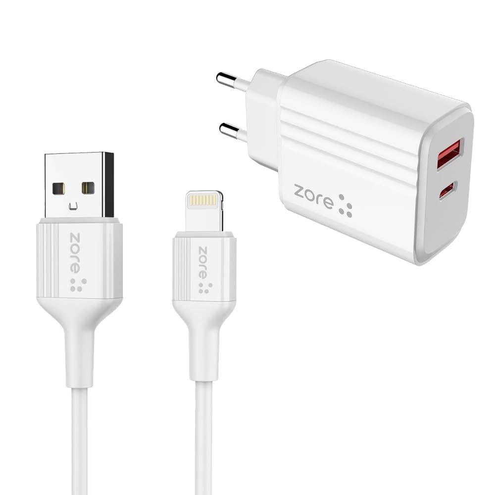 Zore Play Serisi PL05 Lightning 2in1 Seyahat Şarj Aleti 20W Beyaz