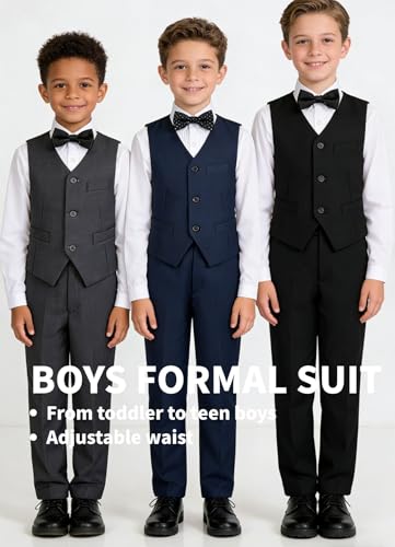 Image of Boys Suit for Kids Formal Slim Fit Tuxedo Suits Ring Bearer Outfit