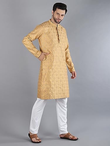 Image of Uri and MacKenzie Embroidery Silk Men's Kurta Pyjama Set