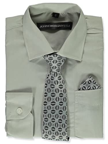 Kids World Boys' Dress Shirt & Tie (Patterns May Vary) - Silver, 5