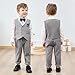 CARETOO Toddler Baby Boy Clothes Suit 5Pcs Gentleman Wedding Outfit Dress Shirt+Vest+Bow Tie+Suspender Pant Formal Set 12M-5T(Grey,18-24Months)
