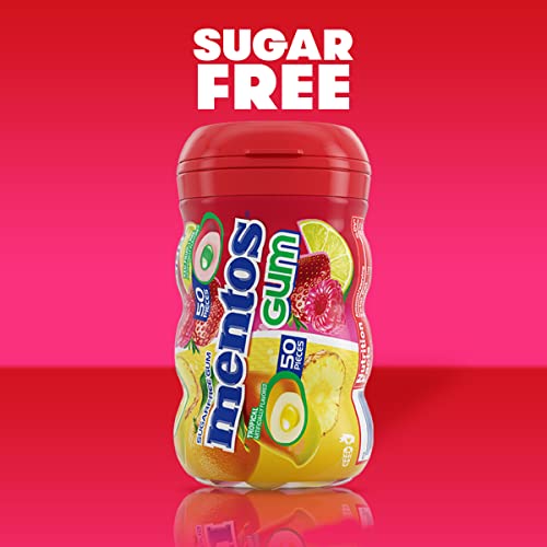 Mentos Sugar-Free Chewing Gum, Tropical, Red Fruit And Lime, Bulk, 50 Piece Bottle (Pack Of 6) #TOP3
