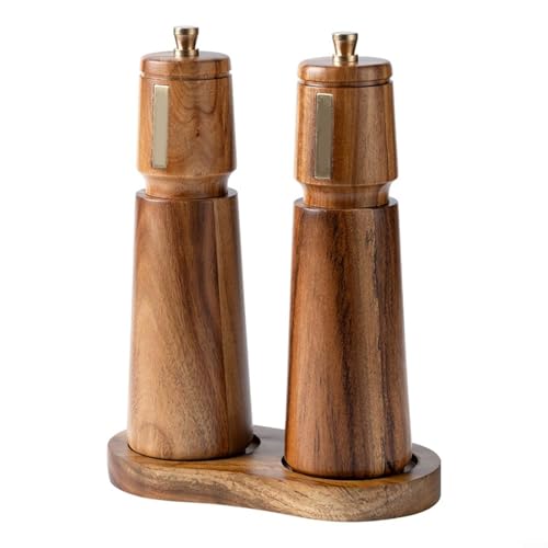 Macinaspezie manuale facile da riempire, set di macinini per sale e pepe in legno, precisione regolabile (set)