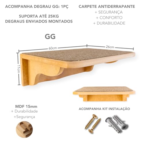 Prateleira Para Gatos Tamanho GG Resistente Com Carpete Antiderrapante (Carpete Marrom)