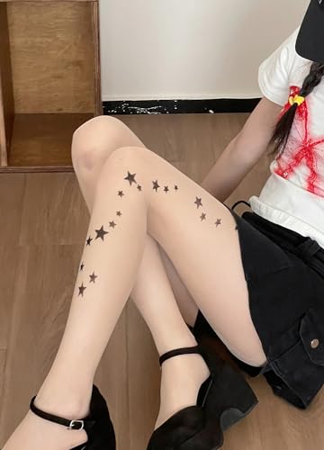Image of Erinaco Women's Flower Pattern Sheer Footed Pantyhose Control Top Tights Stockings with Reinforced Toes