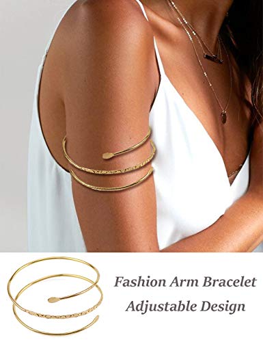 2Pcs Minimalist Simple Swirl Upper Arm Cuff Bracelets for Women Girls Arm Bangle Armlets Adjustable2