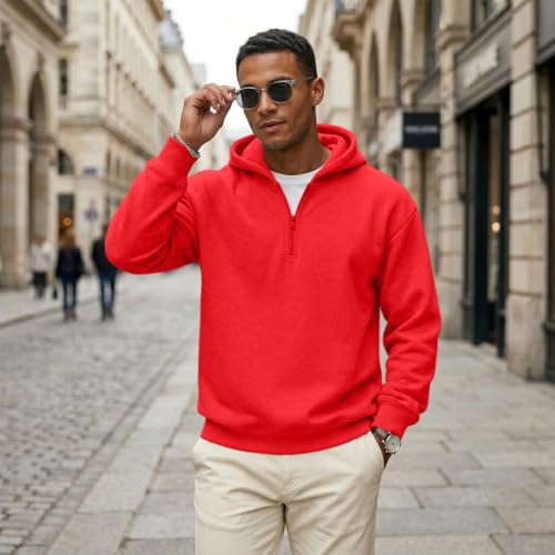 Mens Zip Up Hoodie 1/4 Zip Fleece Big and Tall Classic Oversized Hoodies - image 5