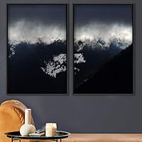 2 Piece Framed Canvas Wall Art Foggy Scenery Canvas Prints Home Artwork Decoration for Living Room,Bedroom - 16