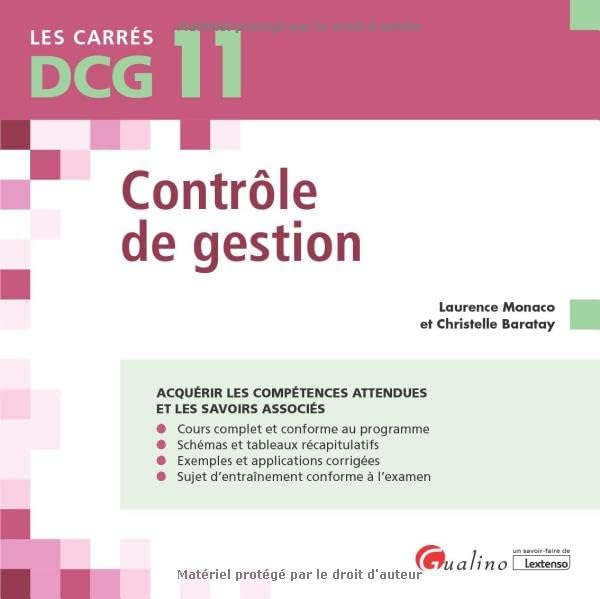 DCG 11 - Contrôle de gestion: Cours et applications corrigées