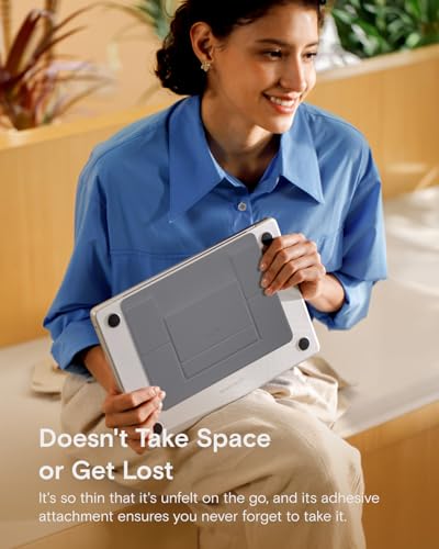 Image of MOFT Laptop Stand, Adhesive Laptop Riser with 2 Adjustable Viewing Angles, Foldable Computer Stand Compatible with MacBook Air, Pro 11 inch-16 inch, Light Grey