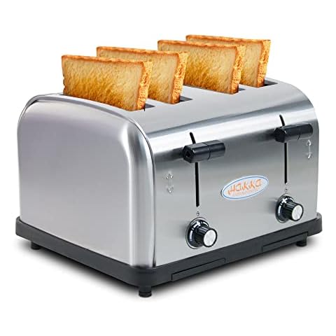 Hakka Toaster 4 Slice, Heavy-Duty Stainless Steel Toaster Commercial Toaster with Extra Wide Slots with Auto Shut-off/Cancel Button & Removable Crumb Tray, 1800W/120V Cover