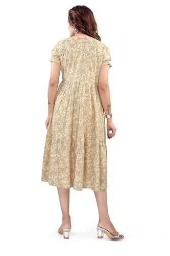 Image of B2F Women's Flared Anarkali Maternity Dress, Feeding Kurti with Concealed Zip for Pre & Post Pregnancy