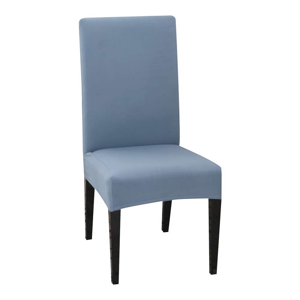 Juego de 2 elegantes fundas elásticas de elastano gris y azul, ideales para comedor, cocina, banquete de boda y asientos de hotel, solución elegante y práctica para cualquier ocasión