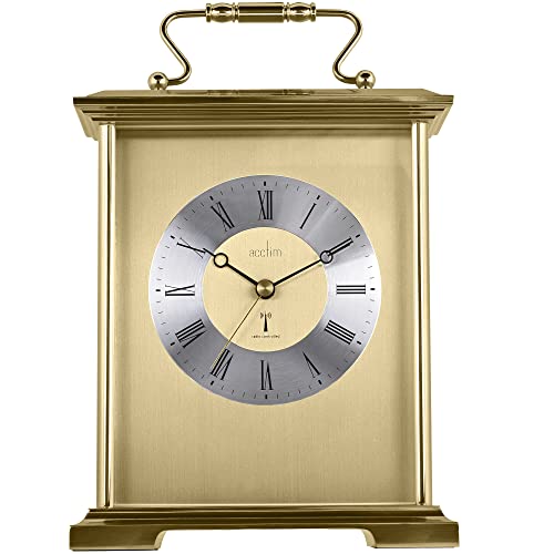Acctim Radio Controlled Quartz Battery Gold Finish Mantle Mantel Carriage Clock - Althorp 77158