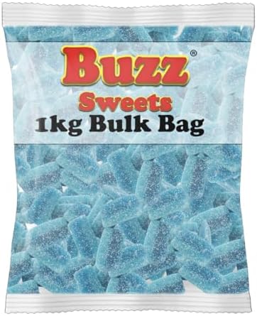 Buzz Sweet's Sour Blue Raspberry Slices | Fruity and Sour Sweets | Dairy Free | No Artificial Flavours - 1kg Bulk Bag